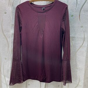 Only Long-Sleeve Pleated Detail Top in Plum